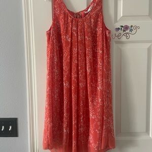 Max Studio Orange Sheer lined summer dress SIxe M